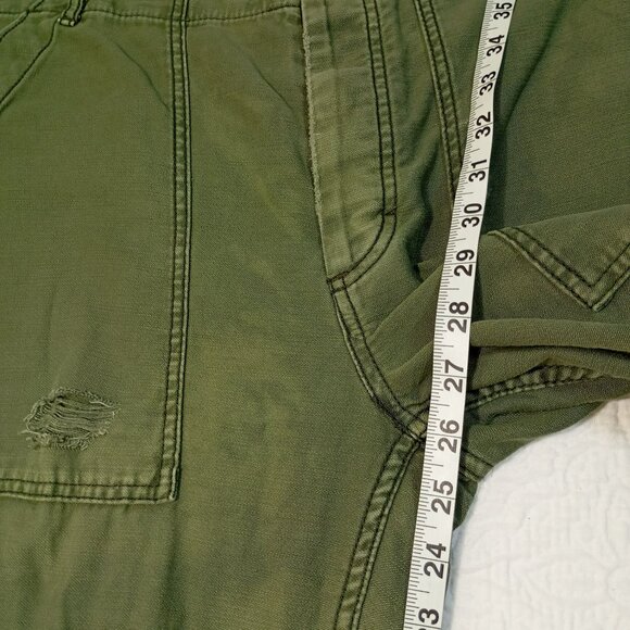 Free People Green Pacific Womens Green Cropped Cotton Pants Size 31 - Picture 10 of 11
